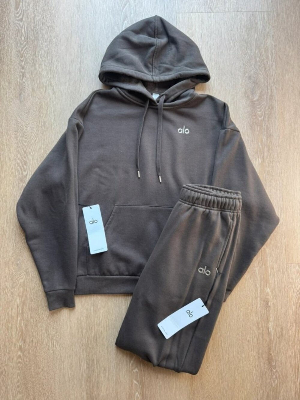 Alo Yoga Accolade Tracksuit Espresso Brown Hoodie & Joggers Set Size S